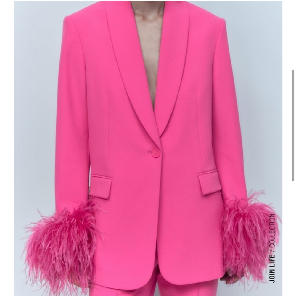 Bloggers Fav!!! NWT ZARA Straight Cut Feather Blazer - Picture 11 of 16